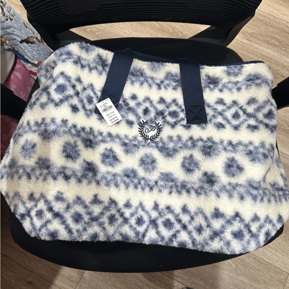 PINK Victoria's Secret Blue and White Travel Bag